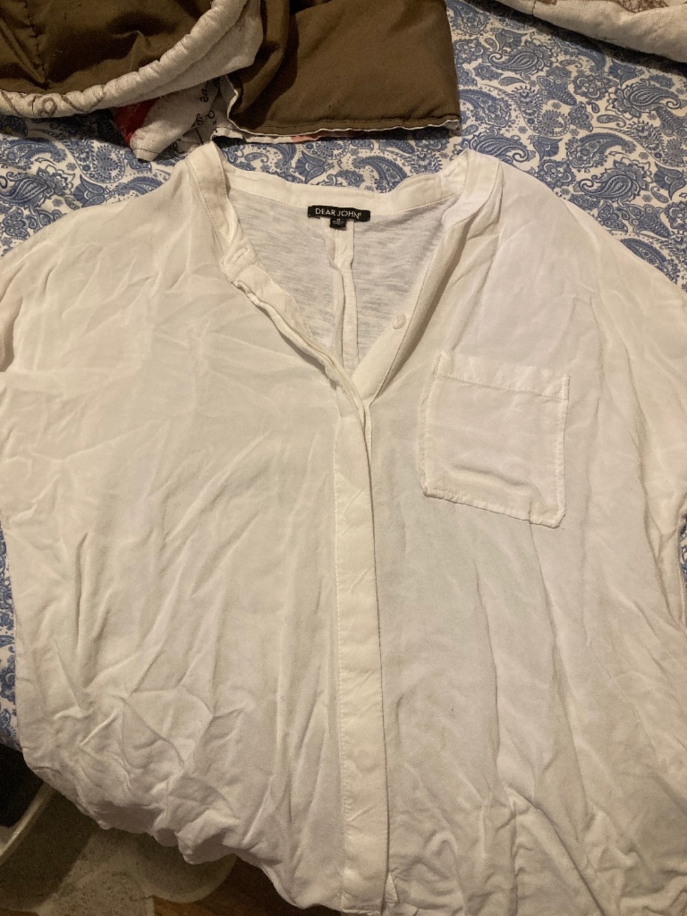 White button down shirt with front pocket